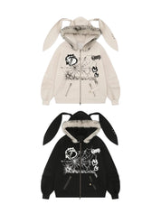 [25AW NEW ARRIVAL] GKIKZ BIG-EARS BUNNY FUR ZIP-UP HOODIE