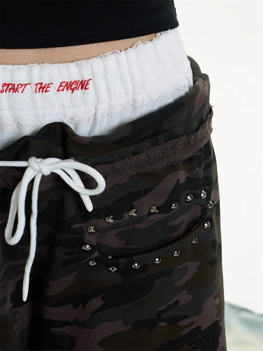 GKIKZ DOUBLE LAYERED CAMO SWEATPANT