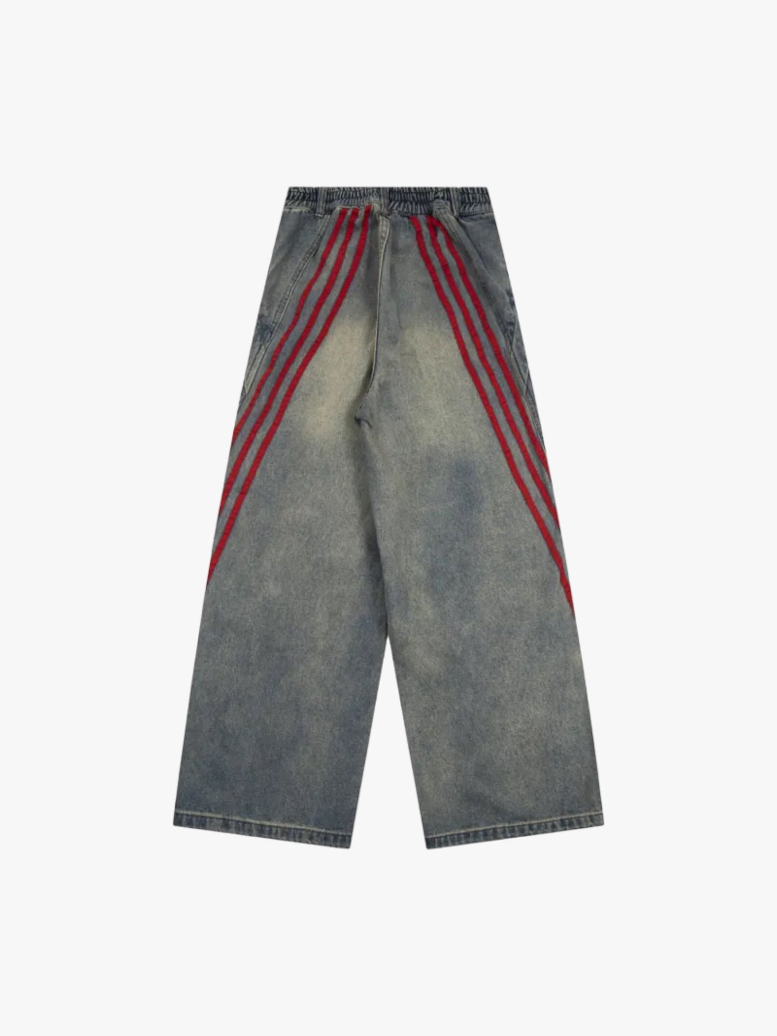 GKIKZ RED STRIPED STITCHED BAGGY JEANS