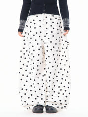 Heart Shaped Back-Pocket Polka Dot Wide-Leg Pant
