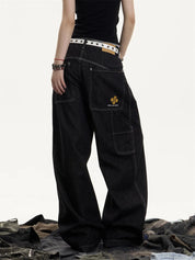 [25SS NEW ARRIVAL] GKIKZ MIDNIGHT STITCH WIDE-LEG HEAVY DENIM