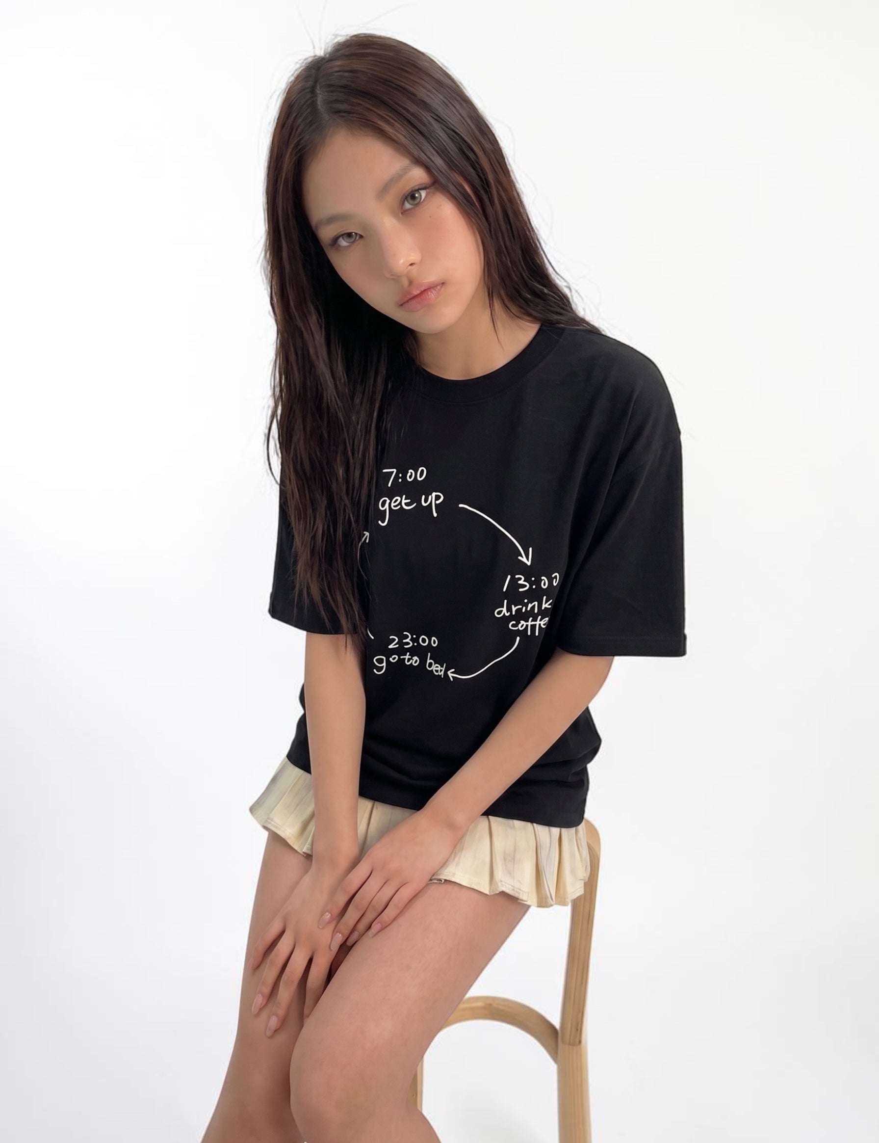 Busy Schedule timeline-print 250GSM cotton tee — streetwear
