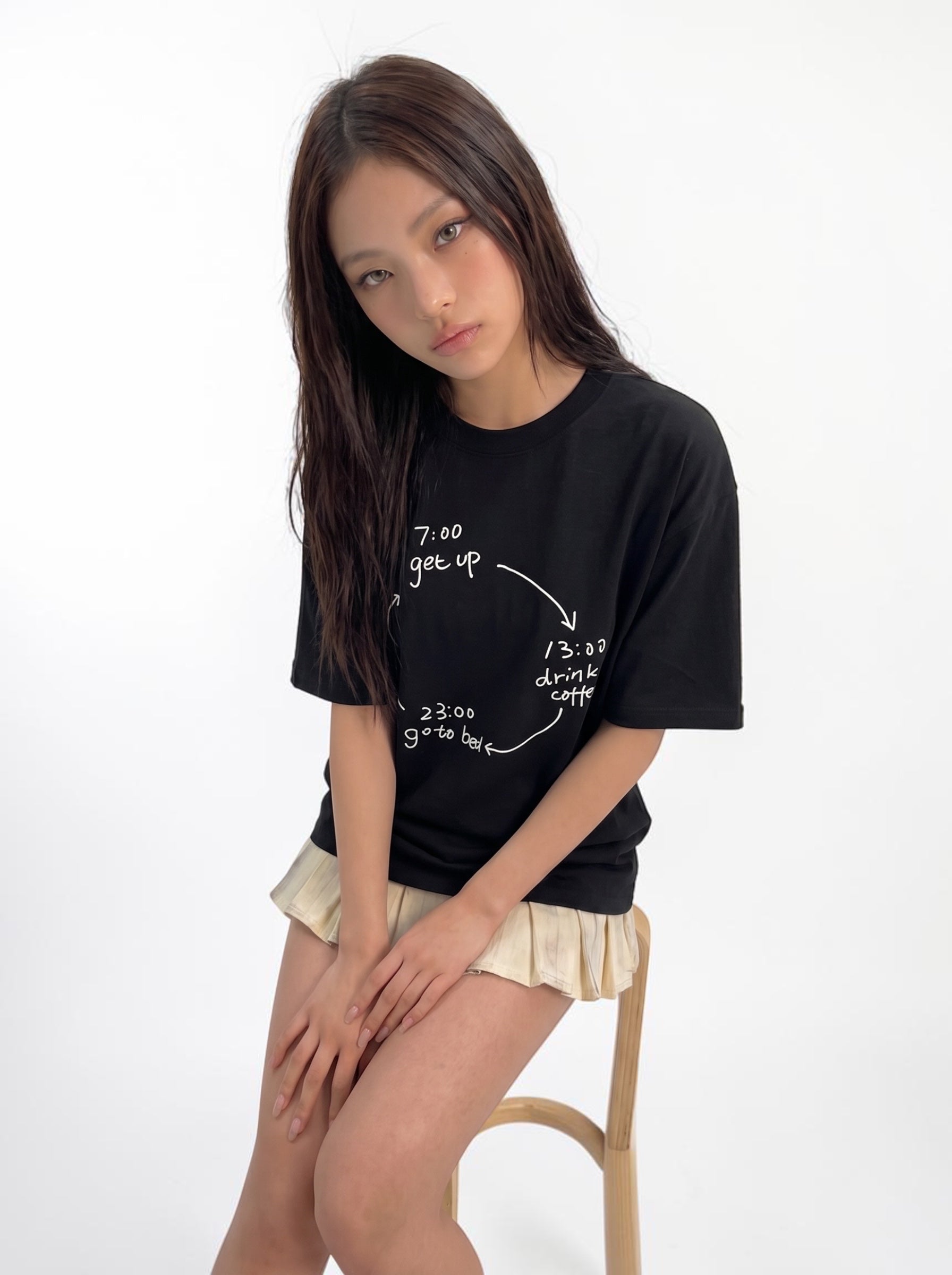 Busy Schedule timeline-print 250GSM cotton tee — streetwear