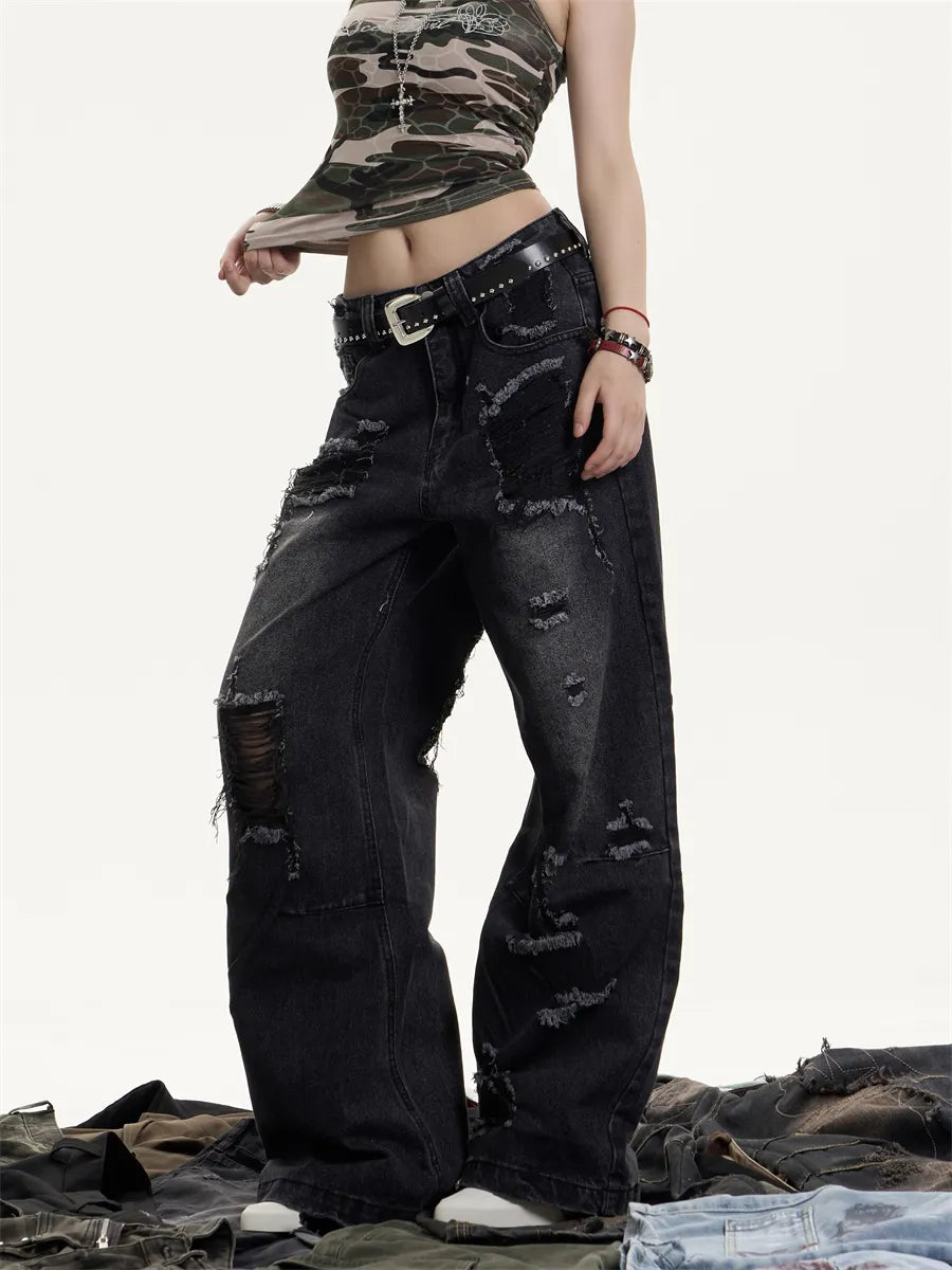 [25SS NEW ARRIVAL] GKIKZ WRECKED CORE WIDE-LEG HEAVY DENIM