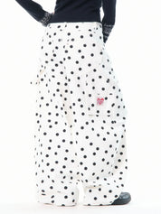 Heart Shaped Back-Pocket Polka Dot Wide-Leg Pant