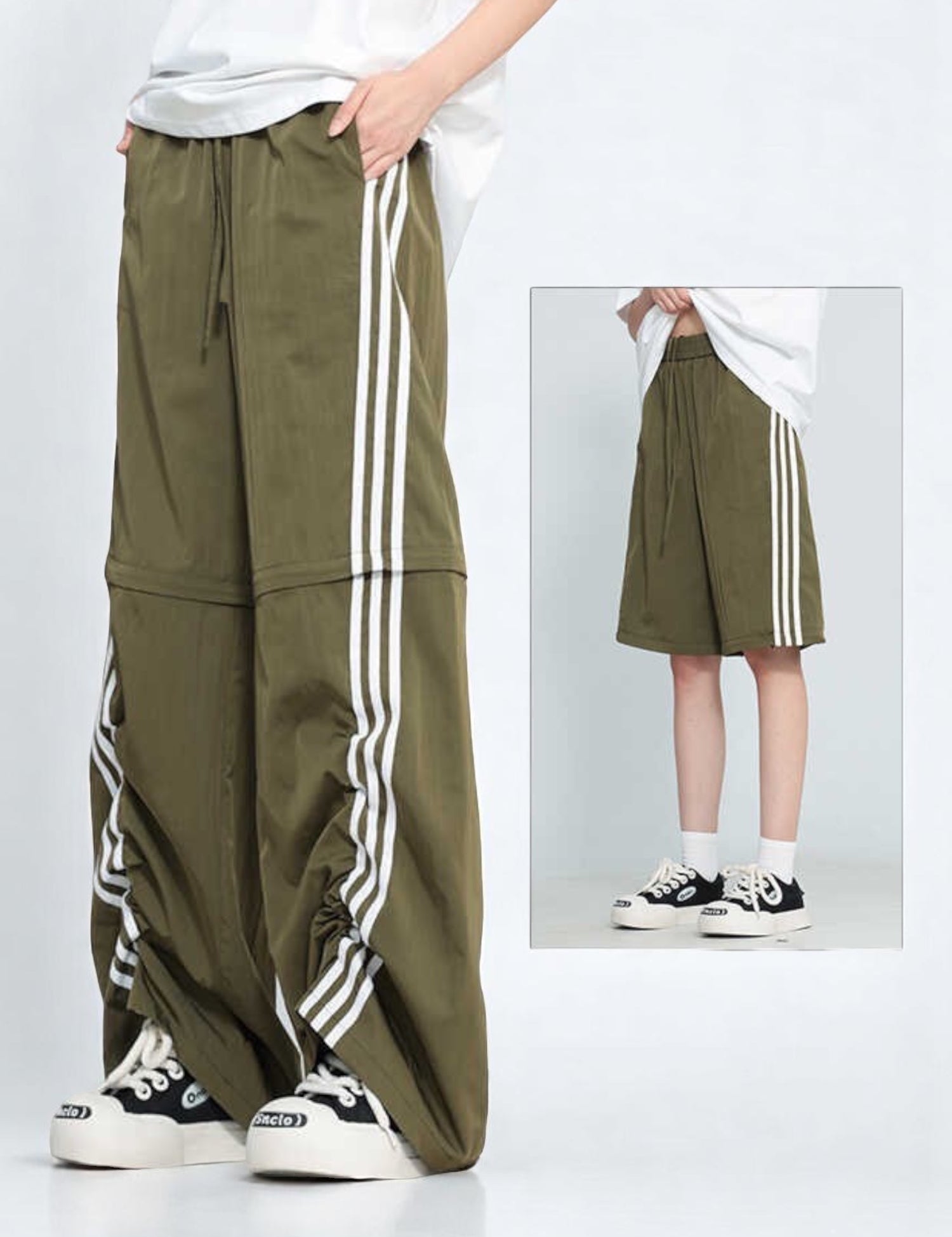 Tri-Stripe Curve Detachable Wide Leg Pants