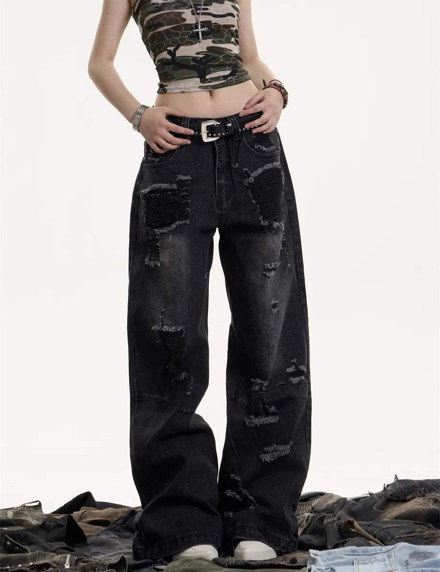 [25SS NEW ARRIVAL] GKIKZ WRECKED CORE WIDE-LEG HEAVY DENIM