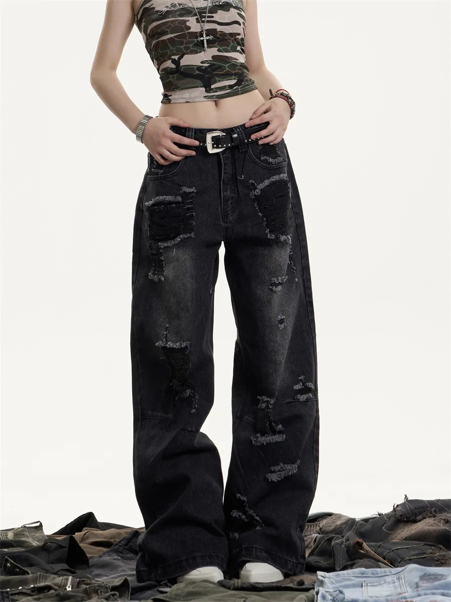 [25SS NEW ARRIVAL] GKIKZ WRECKED CORE WIDE-LEG HEAVY DENIM