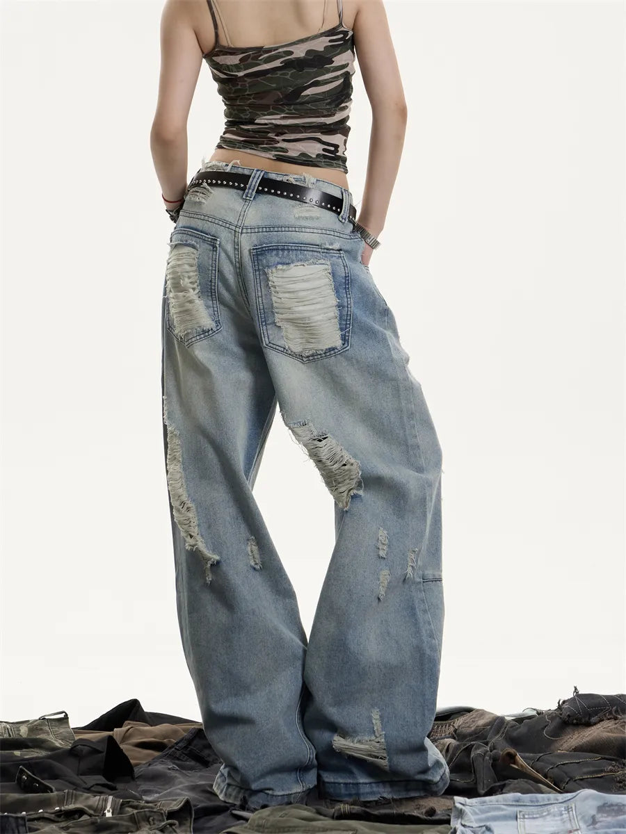 [25SS NEW ARRIVAL] GKIKZ WRECKED CORE WIDE-LEG HEAVY DENIM