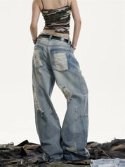 [25SS NEW ARRIVAL] GKIKZ WRECKED CORE WIDE-LEG HEAVY DENIM