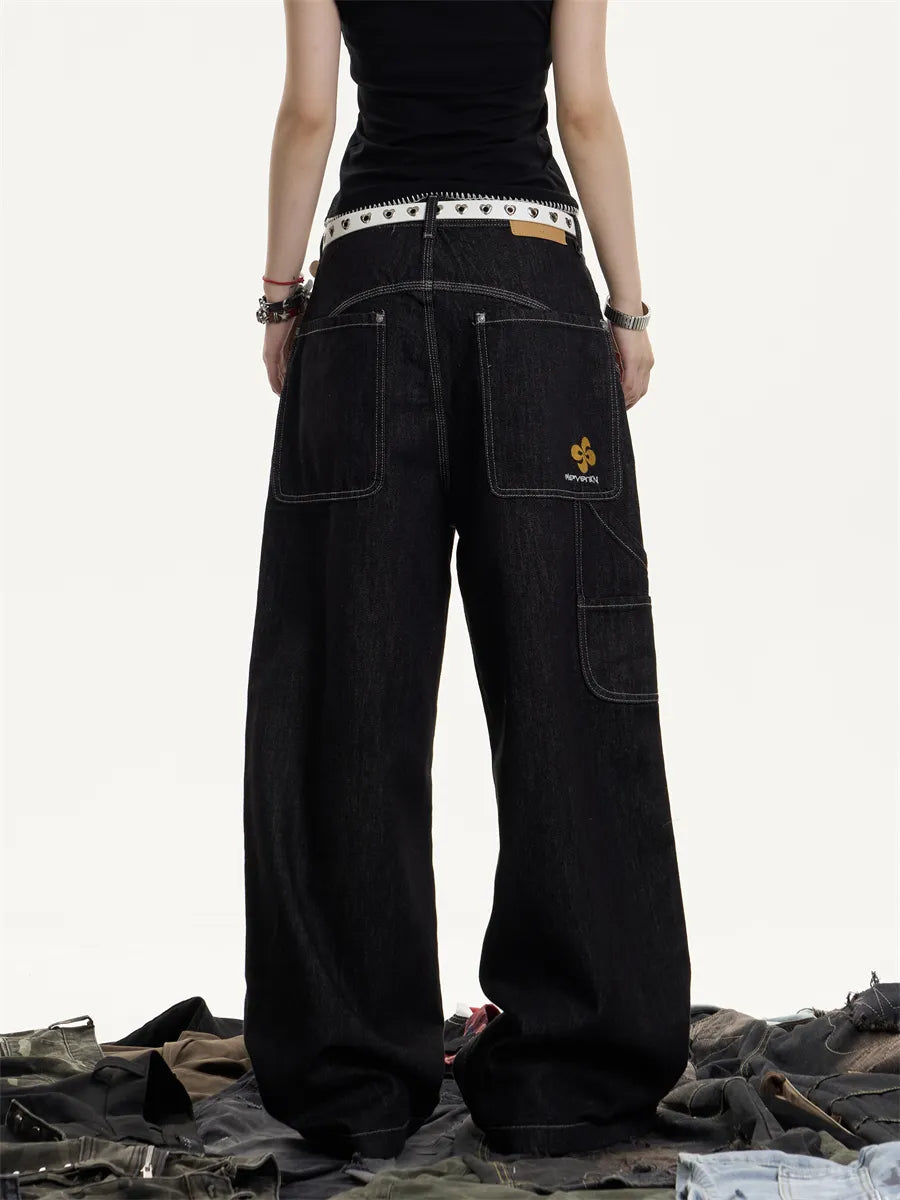 GKIKZ MIDNIGHT STITCH WIDE-LEG HEAVY DENIM