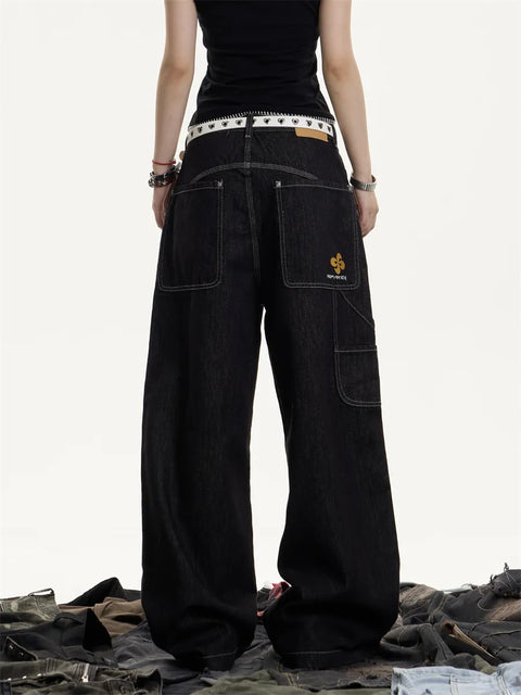 [25AW NEW ARRIVAL] GKIKZ MIDNIGHT STITCH WIDE-LEG HEAVY DENIM