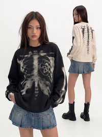 Skeleton Cotton Waffle Sweatshirt