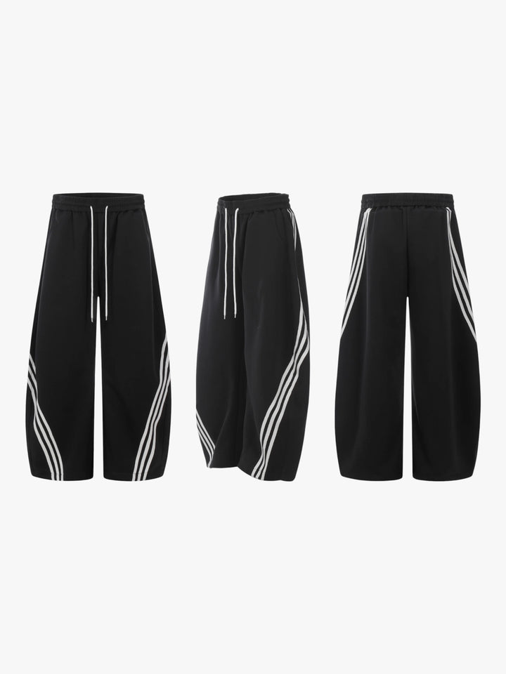 GKIKZ CLASSIC TRI-STRIPE SCIMITAR DRAWSTRING ULTRA-WIDE PANTS