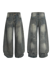 GKIKZ RIVET DECONSTRUCTED DISTRESSED DENIM JEANS