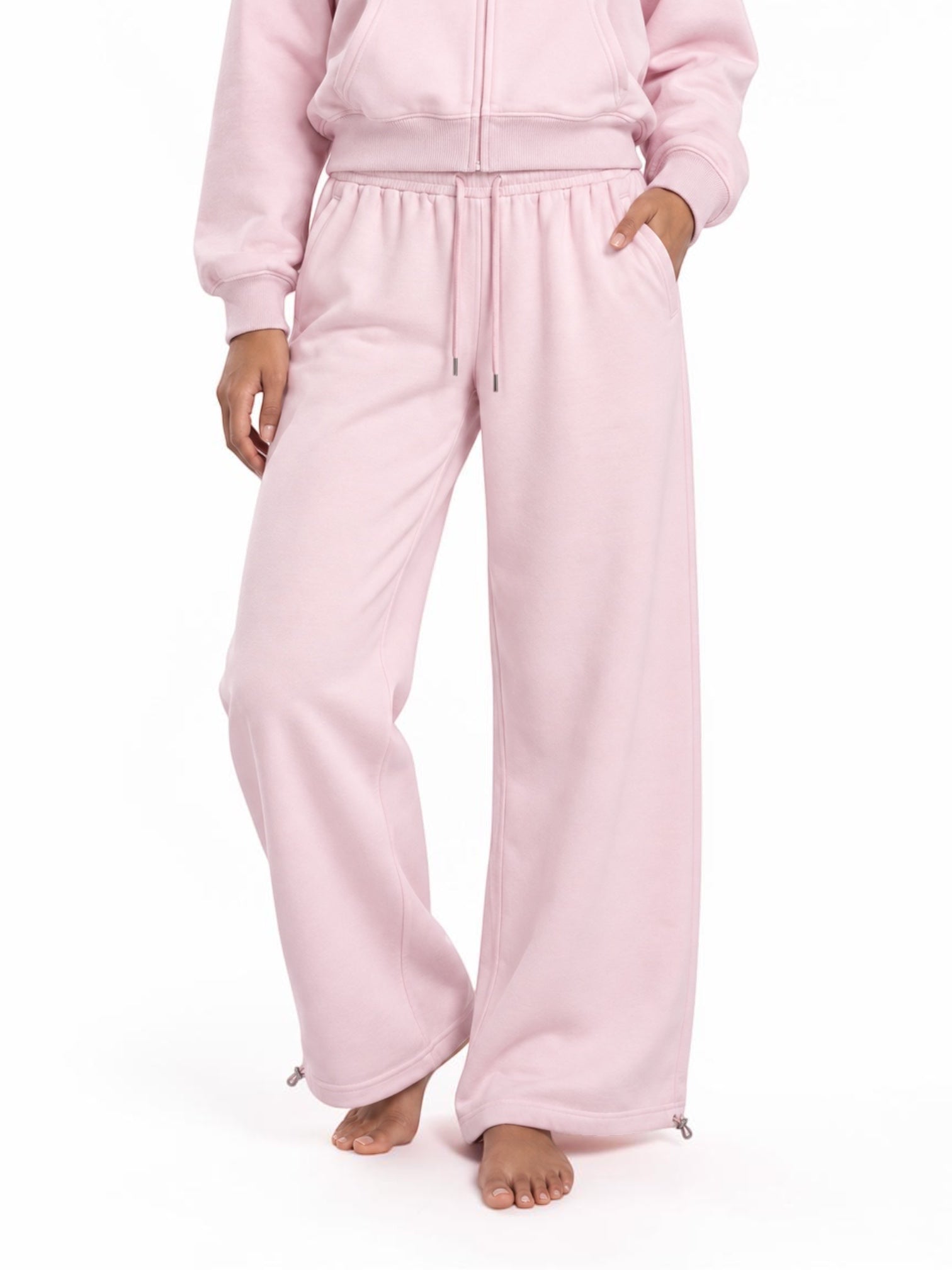 Baby-Pink Detachable Fur-Trim Full Body Set