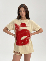 GKIKZ DISTRESSED LIP'S TEES