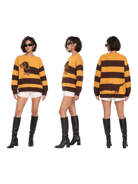 Dachshund Stripe Crewneck Sweater