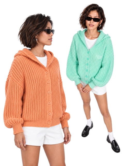 Chunky Hooded Button Cardigan