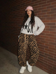 GKIKZ TIGER TRAIL PLUSH WIDE-LEG PANTS
