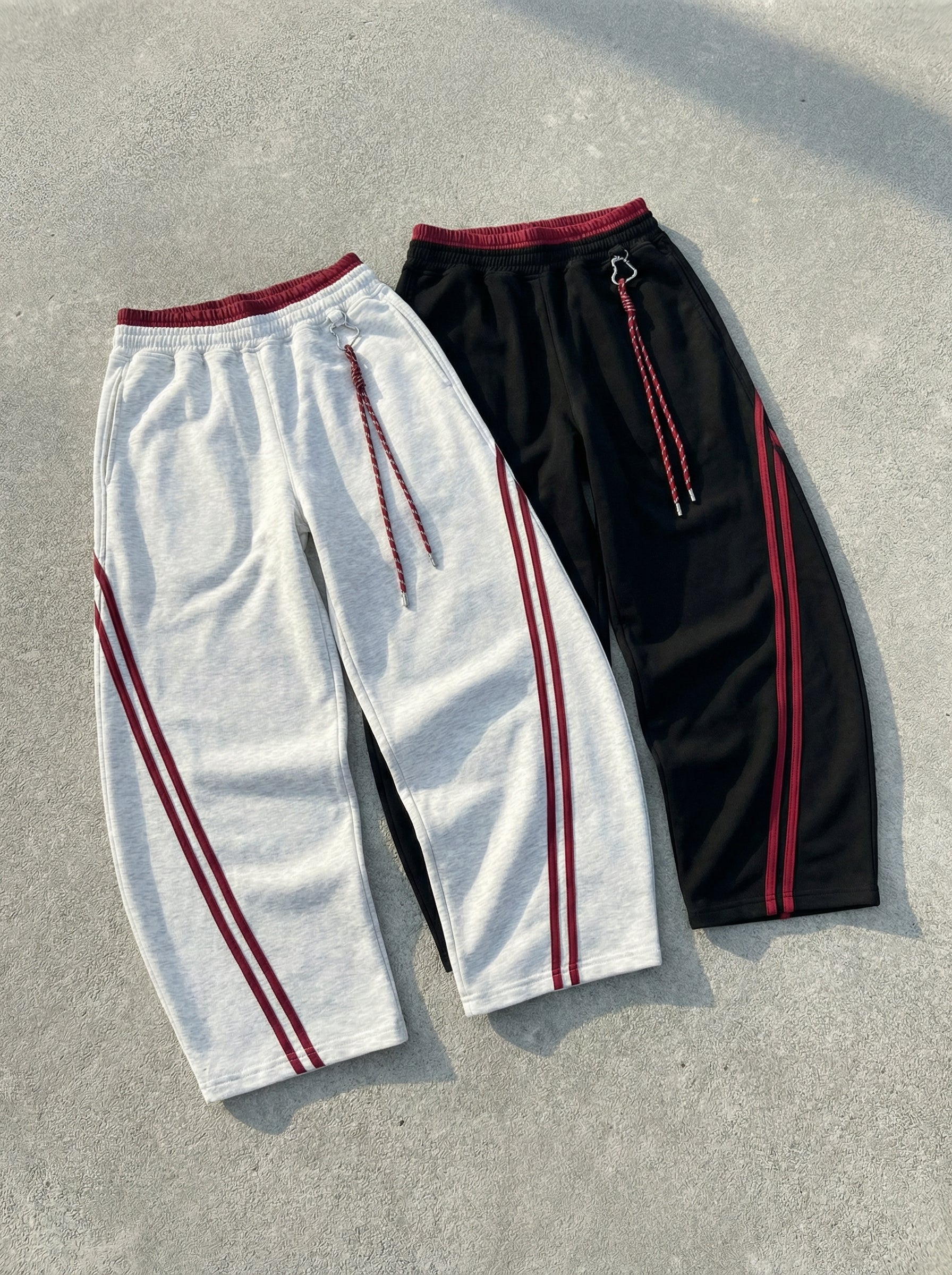 GKIKZ STRIPED CONTRAST WIDE-LEG DRAWSTRING PANTS