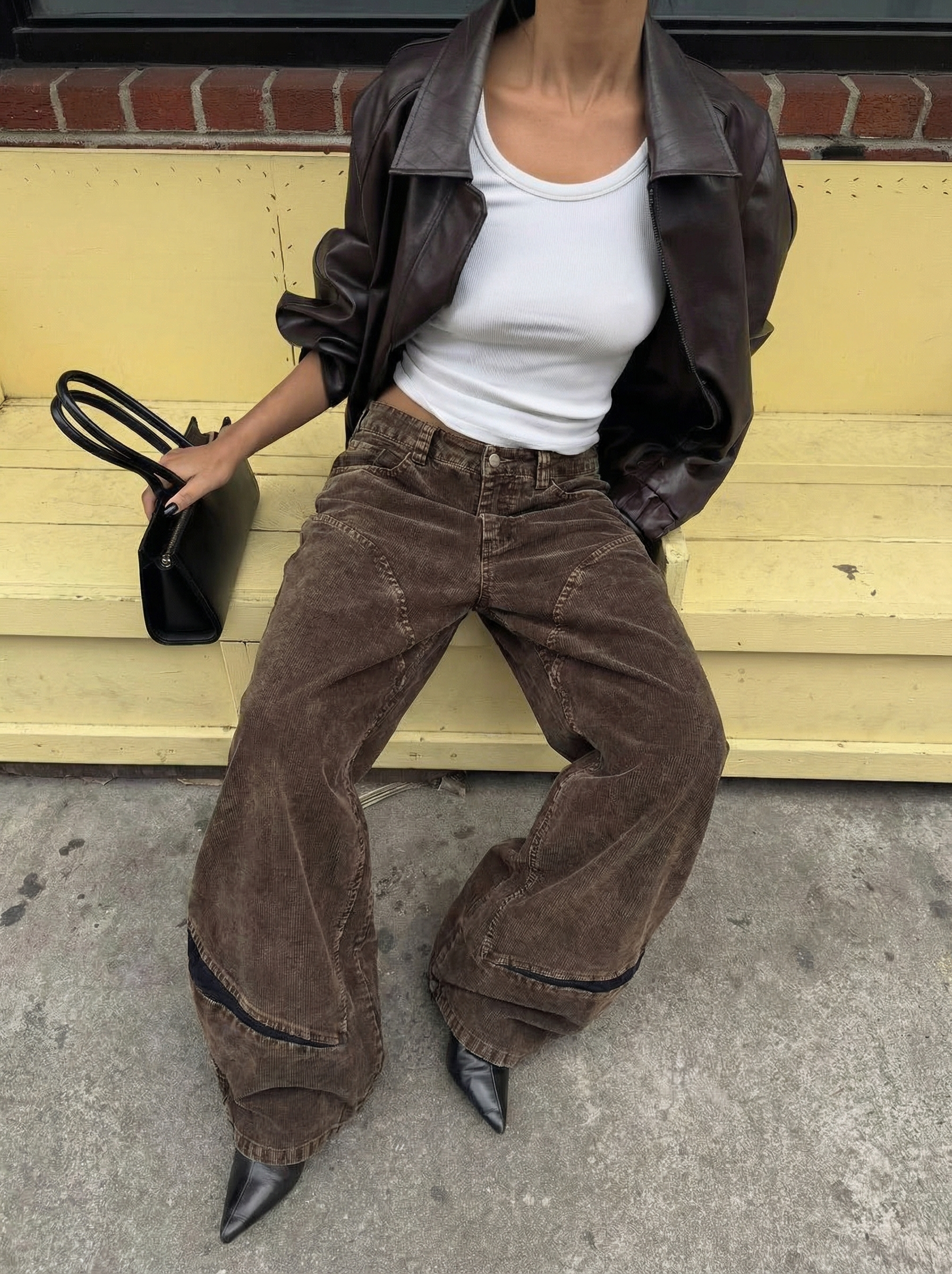 GKIKZ ABYSSAL CORDUROY SCULPT WIDE-LEG PANTS