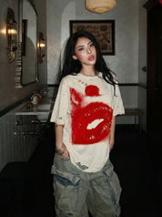 GKIKZ DISTRESSED LIP'S TEES