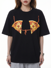 "Pizza on Chest" Crew Neck Tees