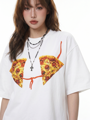 "Pizza on Chest" Crew Neck Tees