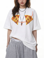 "Pizza on Chest" Crew Neck Tees