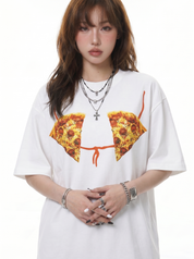 "Pizza on Chest" Crew Neck Tees