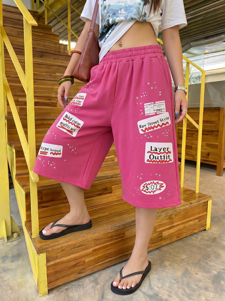 Rose-Red Cotton Short