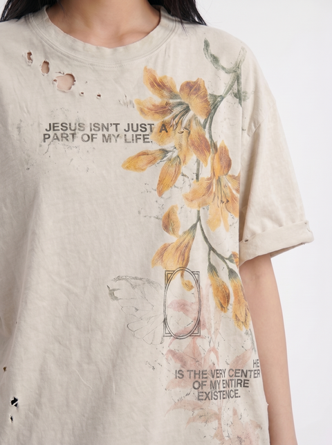 "JESUS" VINTAGE WASHED DISTRESSED COTTON TEES