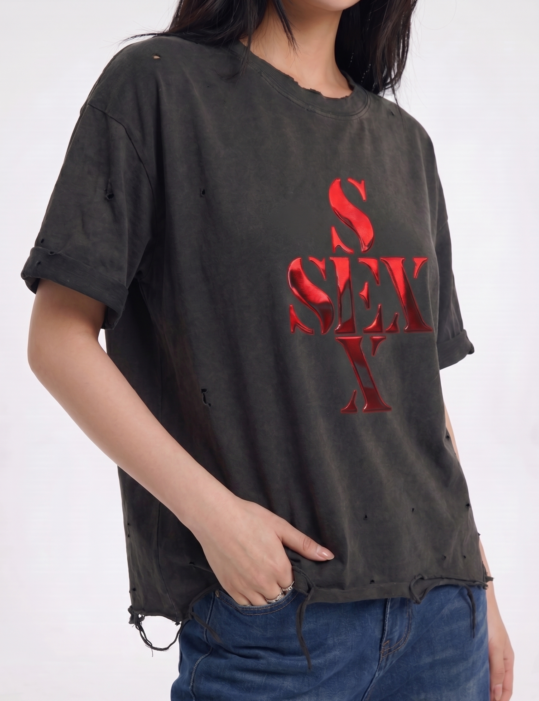Un-Holy ombré washed cotton tee — women's streetwear