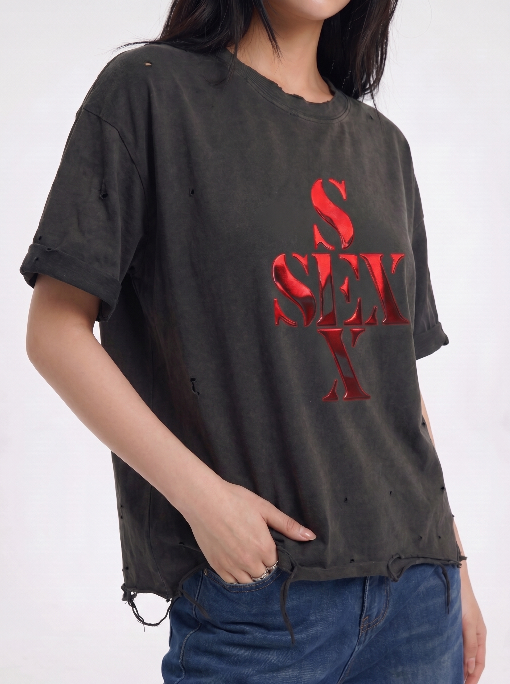 Un-Holy ombré washed cotton tee — women's streetwear