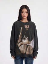 "Too Lonely" Washed Distressed Long-Sleeve Tees