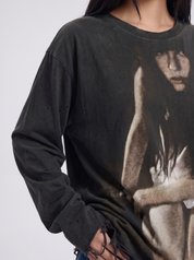 "Too Lonely" Washed Distressed Long-Sleeve Tees