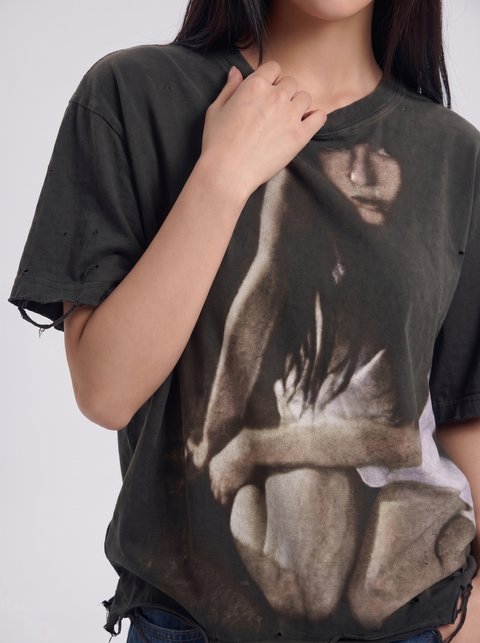 "Too Lonely" Washed Distressed Short-Sleeve Tees