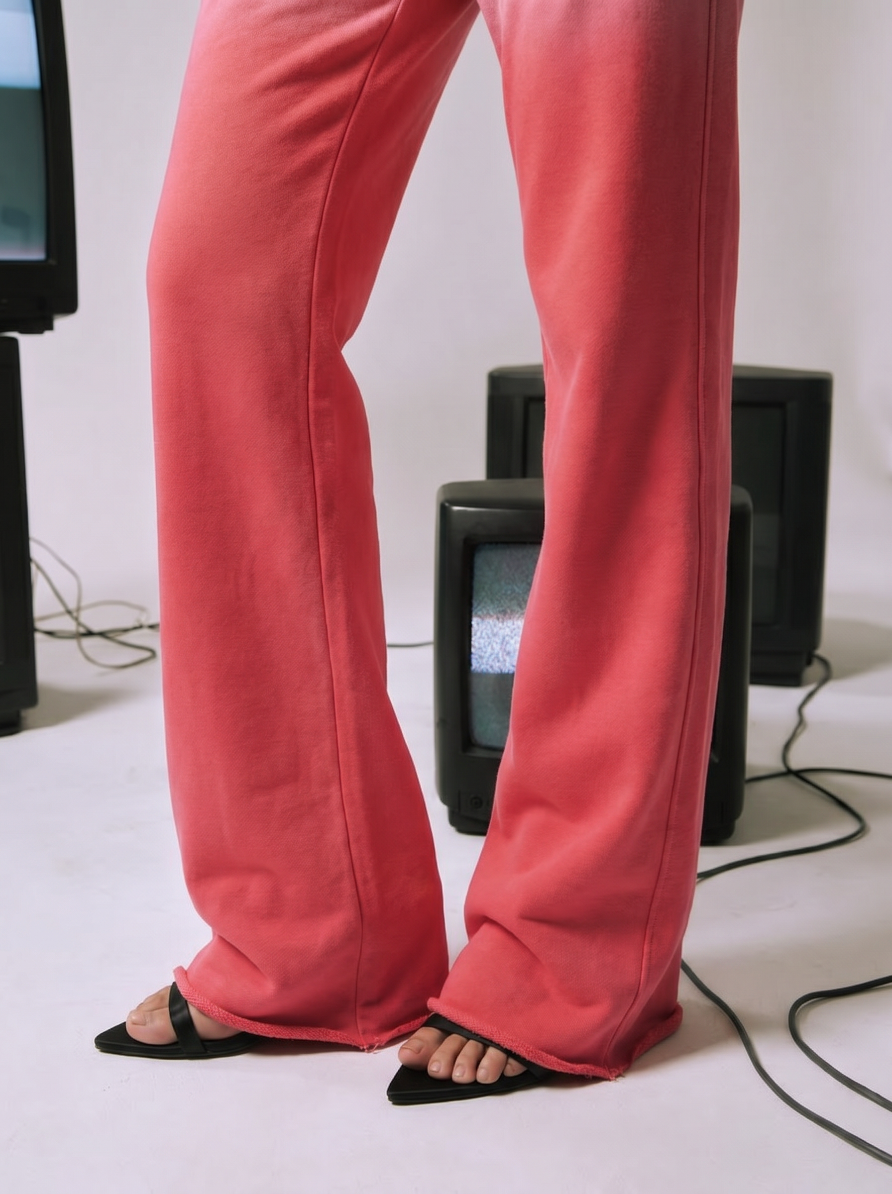 Flared-Hem Drawstring Cotton Trouser