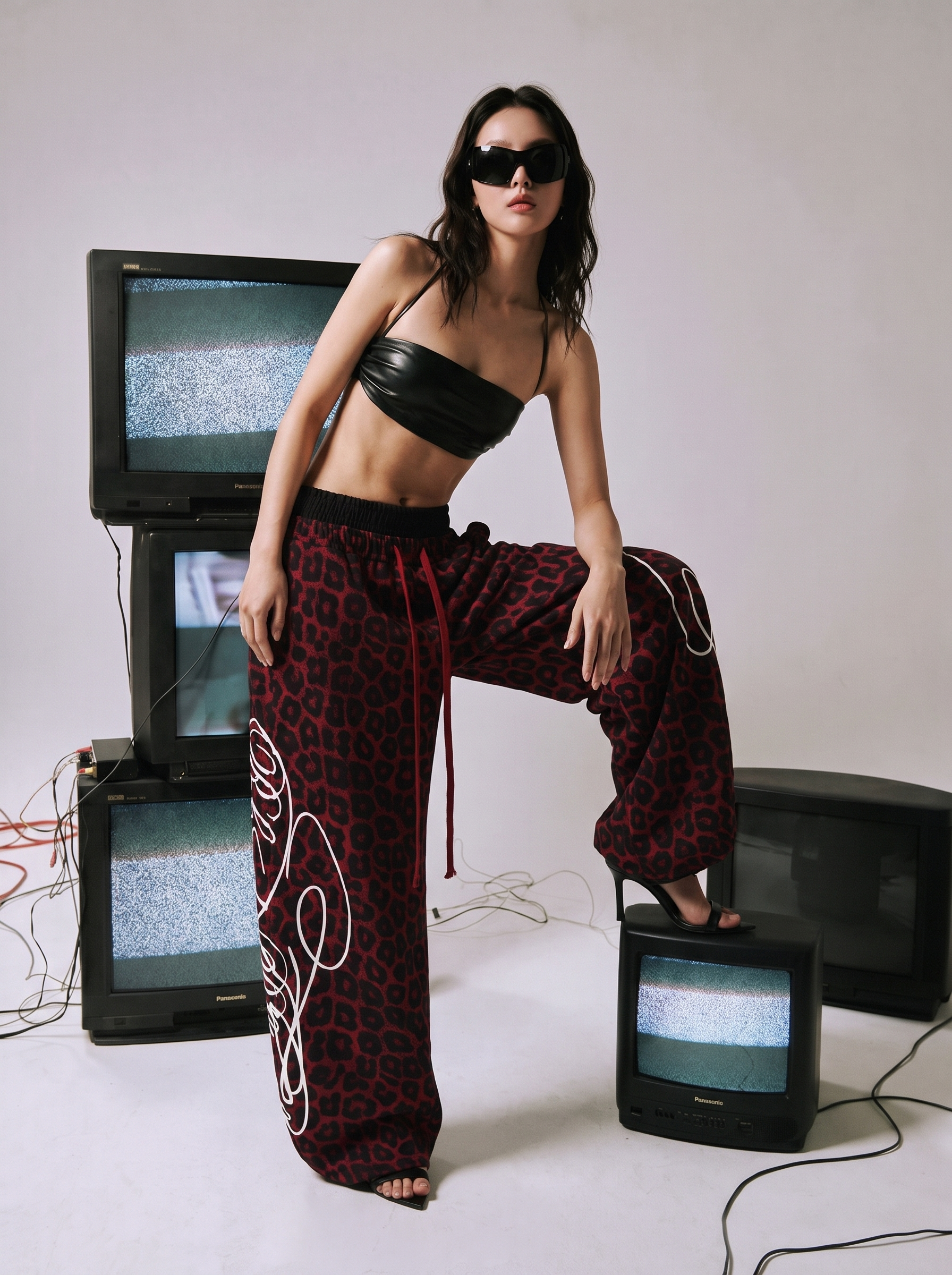 Red Leopard | White Frost | Black Air Dual Waist Cotton Sweatpants