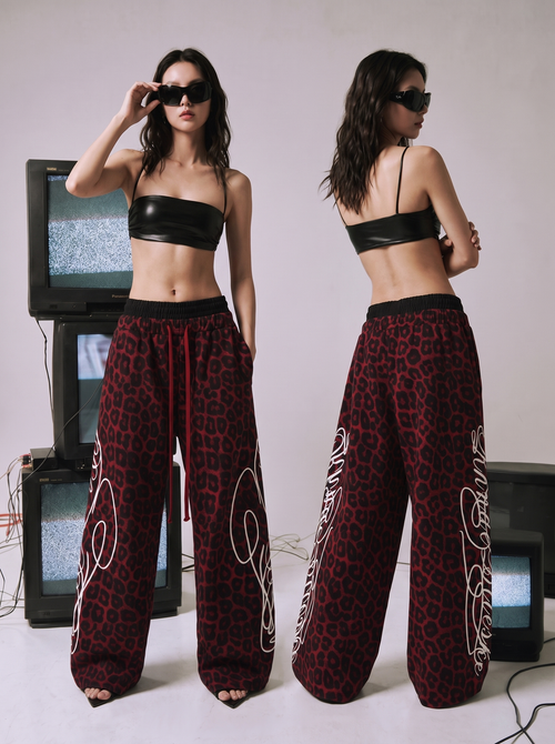 Red Leopard | White Frost | Black Air Dual Waist Cotton Sweatpants