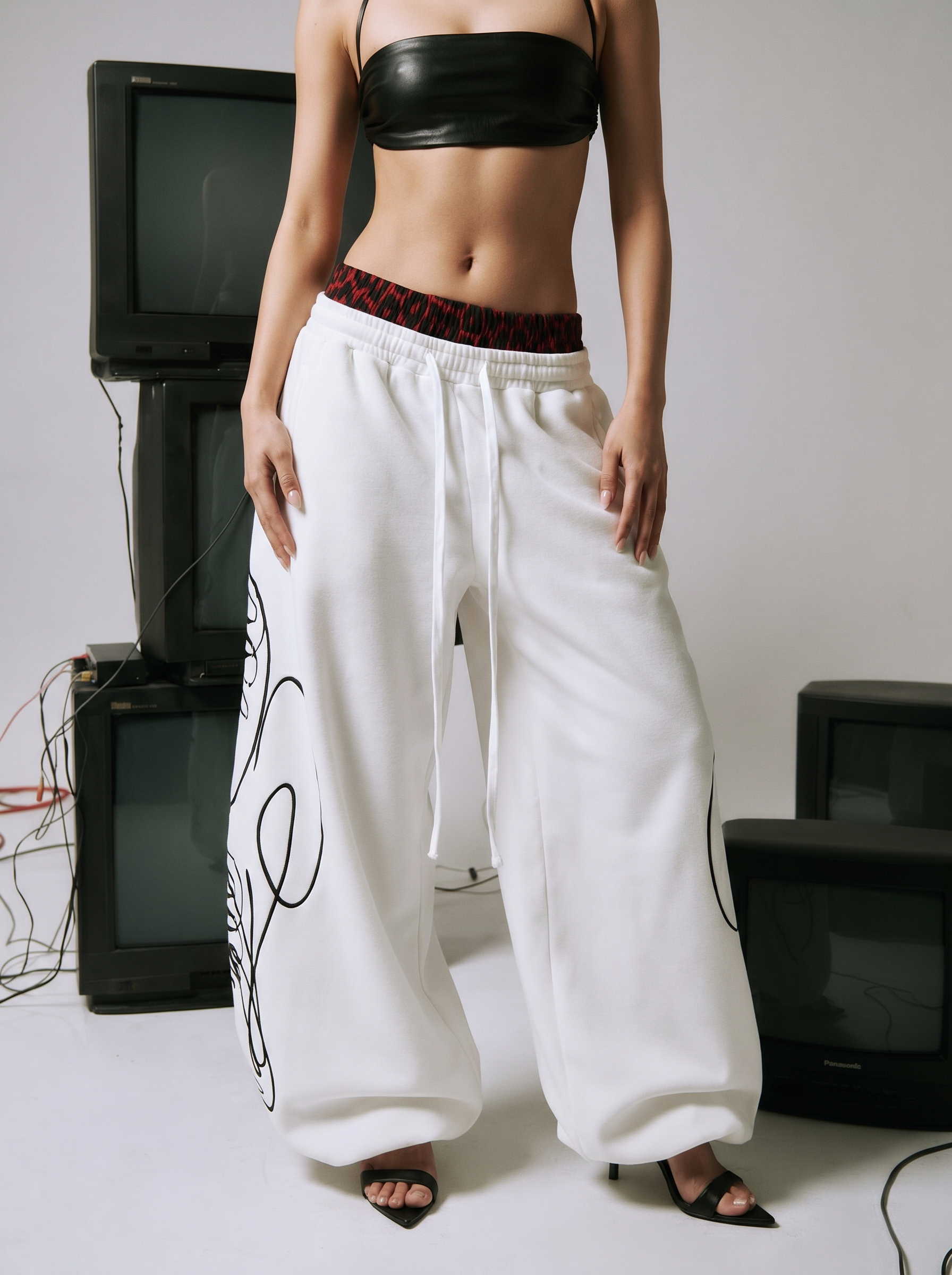Red Leopard | White Frost | Black Air Dual Waist Cotton Sweatpants