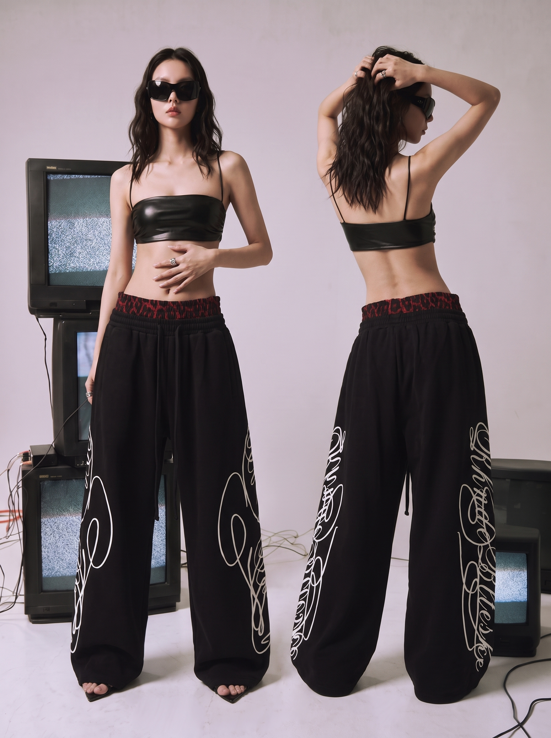 Red Leopard | White Frost | Black Air Dual Waist Cotton Sweatpants