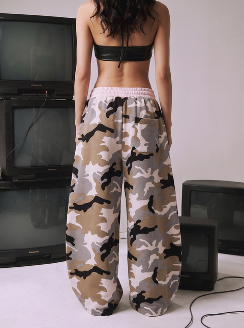 Pinkish Camo-Color Wide Leg Pant