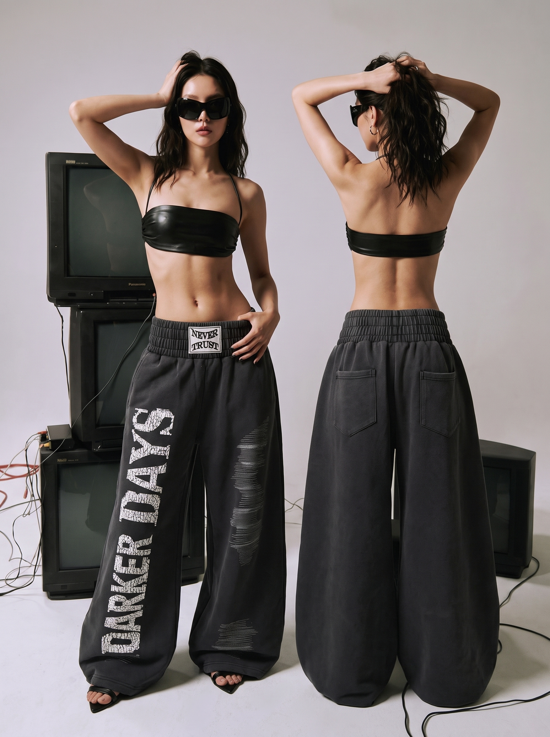 "Never Trust" Wide-Leg Pant