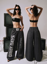 "Never Trust" Wide-Leg Pant
