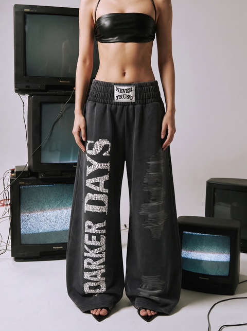 "Never Trust" Wide-Leg Pant