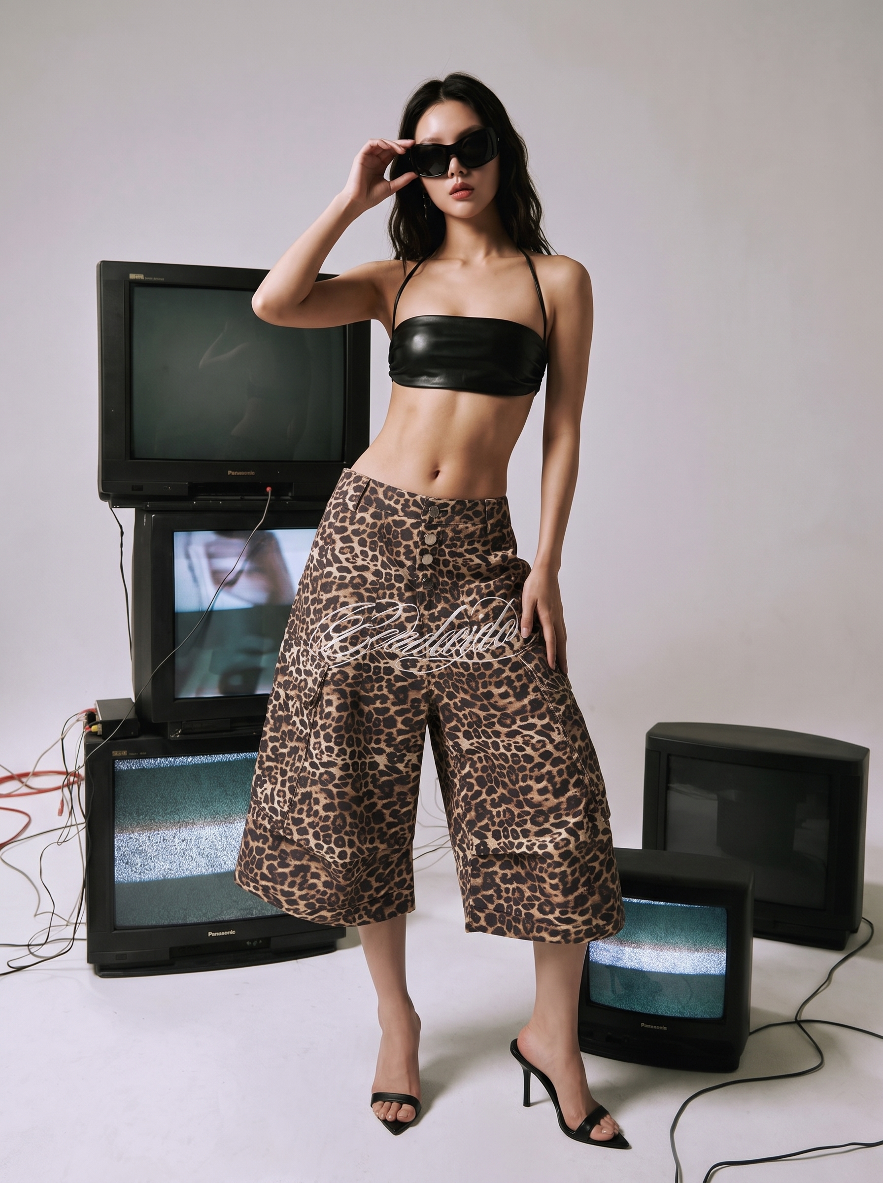 Leopard Cropped Denim Jorts