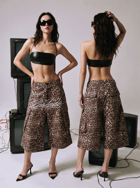 Leopard Cropped Denim Jeans