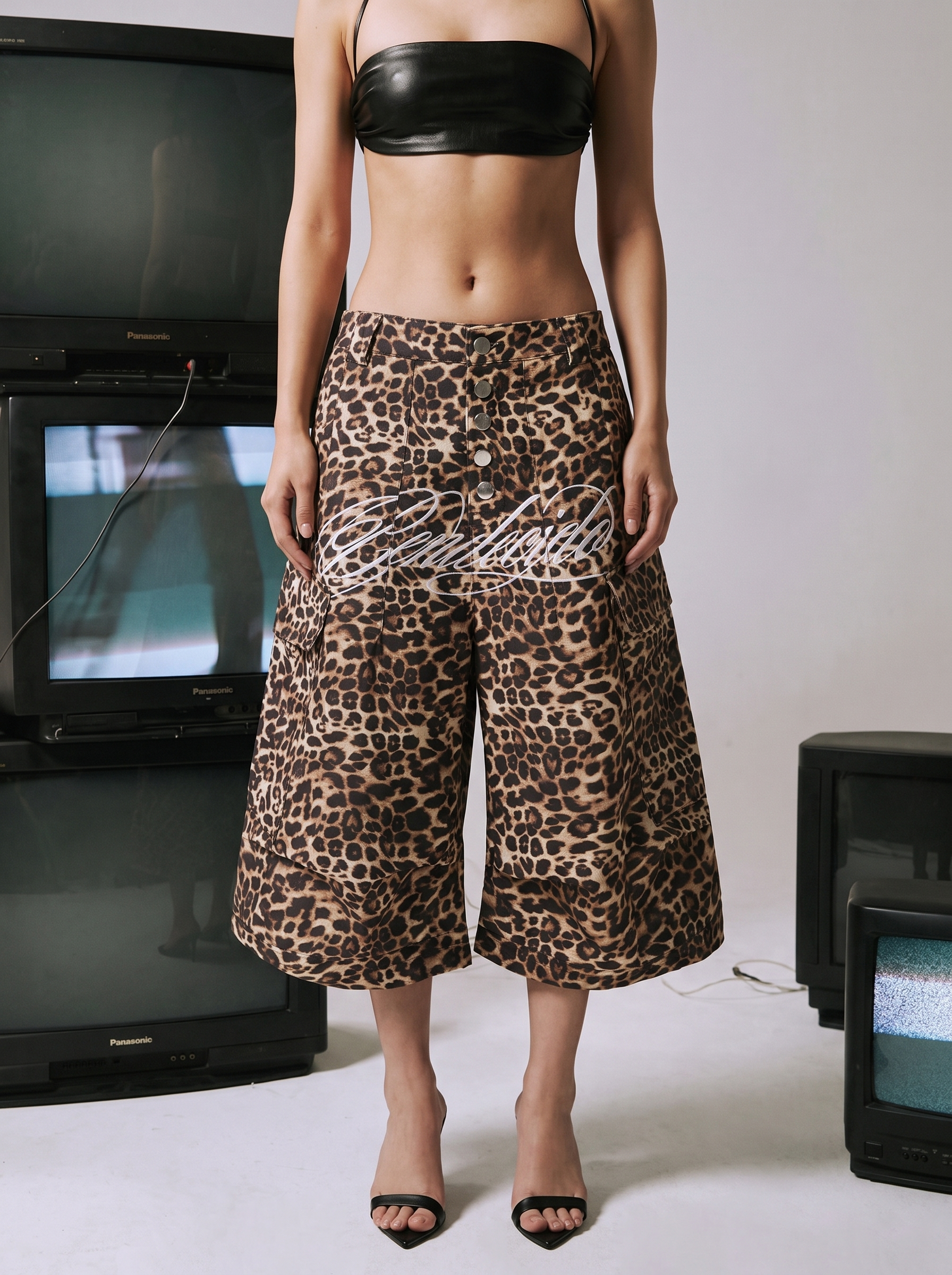 Leopard Cropped Denim Jorts
